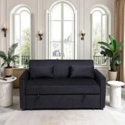 82" Velvet Sleeper Sofa Bed With Adjustable Backrest, Pull-Out Bed, Storage Pockets, And 2 Pillows For Living Room 28 82" Velvet Sleeper Sofa Bed With Adjustable Backrest, Pull-Out Bed, Storage Pockets, And 2 Pillows For Living Room -Baxton Studio Shop GUEST 636a827b 6870 4d2b 8845 468d4c02313f