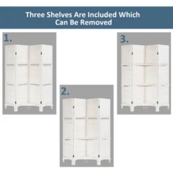 Costway 4 Panel Folding Room Divider Screen W/3 Display Shelves 5.6 Ft Tall WhiteNatural 17 Costway 4 Panel Folding Room Divider Screen W/3 Display Shelves 5.6 Ft Tall WhiteNatural -Baxton Studio Shop GUEST 6416722e eaaa 4e1b 841d 4917e15fdbc3