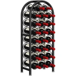 Itopfox Freestanding Floor Wine Rack - Metal Holder Stand Organizer For 23 Bottles, Black, Space-saving Design -Baxton Studio Shop GUEST 6449a6be ef73 470a b28a 3f55efd37c84