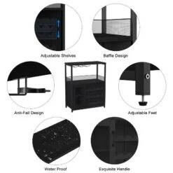 GustoWave Small Bar Cabinet, Modern Liquor Cabinet With Adjustable Wine Rack & Storage Shelves For Home -Baxton Studio Shop GUEST 6456cf4f 08dc 49fd ad4b 5edea86a6e00