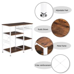 Karl Home 3-Tier Kitchen Baker's Rack Utility Storage Shelf Microwave Stand Storage Cart -Baxton Studio Shop GUEST 64583447 2c57 4430 86a1 814def75e6b1