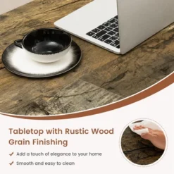 Costway 2-Tier Industrial Coffee Table Rectangular Cocktail Table With Storage Shelf Rustic Brown/Dark Brown/White -Baxton Studio Shop GUEST 6458448f 9a45 4907 910b 5bbae59313ac