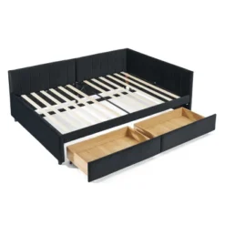 Tiramisubest Full Size Bed Frame Tufted Daybed Velvet Upholstered Frame Storage Drawers Living Room Bedroom Eucalyptus Wood Frame -Baxton Studio Shop GUEST 6462721e 8b96 437e bbfc def387e23e8f