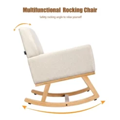 Costway Mid Century Fabric Rocking Chair Upholstered Accent Armchair Lounge Chair Beige/Gray 18 Costway Mid Century Fabric Rocking Chair Upholstered Accent Armchair Lounge Chair Beige/Gray -Baxton Studio Shop GUEST 6473a191 b5b1 4cef a1c4 c091a3e0d377