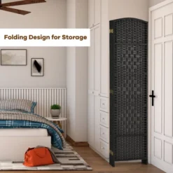 Costway 6-Panel Room Divider 6Ft Weave Fiber Folding Privacy Screen BrownBlack 19 Costway 6-Panel Room Divider 6Ft Weave Fiber Folding Privacy Screen BrownBlack -Baxton Studio Shop GUEST 648b5e67 dd19 4f00 b11e c0efcb694c65
