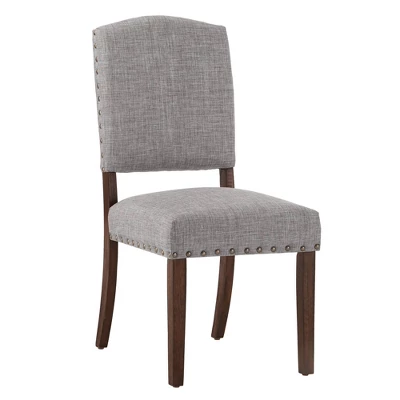 Set Of 2 Iverson Nailhead Trim Brown Finish Linen Side Chairs - Inspire Q 1 Set Of 2 Iverson Nailhead Trim Brown Finish Linen Side Chairs - Inspire Q