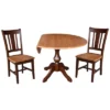 30.3" Round Top Pedestal Extendable Dining Table With 2 Chairs Cinnamon/Espresso - International Concepts