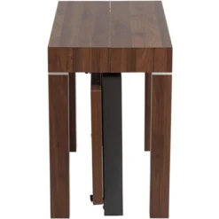 55 Downing Street Modern Distressed Walnut Wood Rectangular Dining Table 59 1/4" X 35 1/2" Brown 2-Leaf Extension For Spaces Living Room Dining Room -Baxton Studio Shop GUEST 64bd0b19 3a34 45e5 a35e 0a6bf85dd338