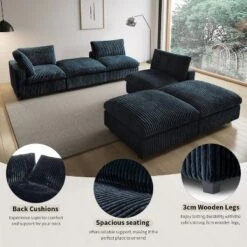 Cloud Modular Sectional Sofa,118" Oversized V Shaped Couch,5 Seater Plush Sofas For Living Room,Covers Washable&Replaceable -Baxton Studio Shop GUEST 65719349 75c1 4b59 8c9f e117fc91bbf3