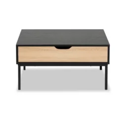 Haben Two-Tone Wood Coffee Table Oak Brown/Black - Baxton Studio: Industrial Style, Square Shape, Metal Frame -Baxton Studio Shop GUEST 659551d1 7c9c 4389 b86c eb72cfb6d036