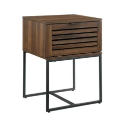 Visconti Boho Slat Pull Down Door Side Table Dark Walnut - Saracina Home -Baxton Studio Shop GUEST 659ec25c 13f7 4ed9 a5d9 4380c541f97e