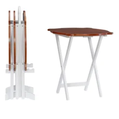 Austin Tray Table Set White/Hazelnut - Powell Company -Baxton Studio Shop GUEST 65bfd7a5 7b62 48b5 96e0 0c3b59e5c94a