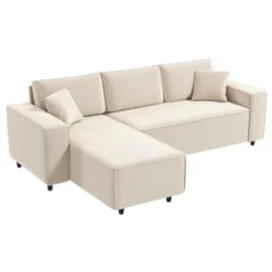 HOMCOM Sectional Sofa With Reversible Chaise, L-Shaped Corner Sofa Couch With Corduroy Fabric, Pocket Spring, 2 Pillows 9 HOMCOM Sectional Sofa With Reversible Chaise, L-Shaped Corner Sofa Couch With Corduroy Fabric, Pocket Spring, 2 Pillows -Baxton Studio Shop GUEST 65cba5d7 1cb5 47f5 995f e1b1917a24d4