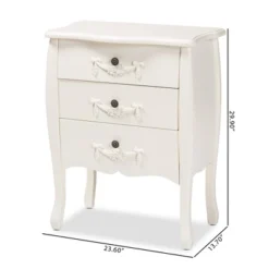 Eliya Wood 3 Drawer Storage Cabinet White - Baxton Studio -Baxton Studio Shop GUEST 65e8762b 58fe 4f82 a40c 8e481d0ecd41