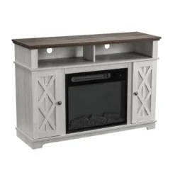 48" TV Stand For TVs Up To 55" With Electric Fireplace White - Home Essentials 12 48" TV Stand For TVs Up To 55" With Electric Fireplace White - Home Essentials -Baxton Studio Shop GUEST 6611498a d018 432a 8123 53b07fe30d1f