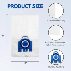 Nispira 3D Airclean GN Vacuum Cleaner Bags For Miele Classic C1 Complete C3 C2 C1 S600 S800 S5 S2 S8 Series S227 S240 S270 S400 10123210. 18 Packs