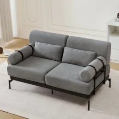 Modern Loveseat Sofa 59" Sofa Couch 2-Seater Sofa With Flexible USB Ports , Unique Cylindrical Armrests For Living Room, Beige -Baxton Studio Shop GUEST 663a6dc0 bf9d 455f bc5e 201083e9c77f