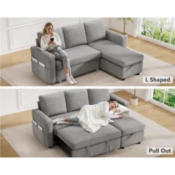 Vipbear 81" Sleeper Sofa Bed, 2 In 1 Pull Out Couch With Reversible Storage Chaise -Baxton Studio Shop GUEST 6662362e a845 4157 a382 4e756e62958e