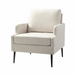 Leandes Mid-century Armchair With Tapered Metal Legs For Living Room And Bedroom | KARAT HOME -Baxton Studio Shop GUEST 666c2e21 cc1e 4d05 80ef 100051ce7e6e