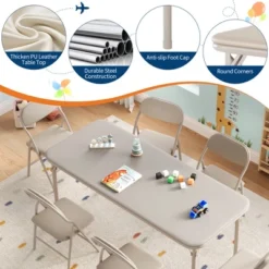 7-Piece Kids Folding Table & Chairs Set, Toddler Activity/Dining Set -Baxton Studio Shop GUEST 66a69d10 d165 46ee 9819 f1c025b4b6ee