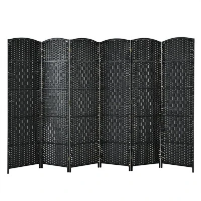 Costway 6-Panel Room Divider 6Ft Weave Fiber Folding Privacy Screen BrownBlack 10 Costway 6-Panel Room Divider 6Ft Weave Fiber Folding Privacy Screen BrownBlack - Image 10
