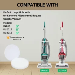 Nispira K4010 Replacement Foam Filters Compatible With Kenmore Models K4010, DU2015, DU2012 AllergenSeal Bagless Upright Vacuum Cleaner, 3 Packs