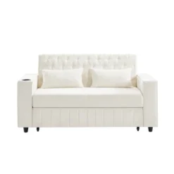 67.7" Chenille Reclining Loveseat Sofa Bed With USB Ports, Cup Holders, And Storage Pockets -Baxton Studio Shop GUEST 66f3eb8e 7c54 4c1c b359 e1870a037ff5