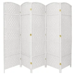 6 Ft. Tall Diamond Weave Fiber Room Divider 5 Panels - Oriental Furniture -Baxton Studio Shop GUEST 67483e6f ce4e 43e3 b890 932f11626dc8