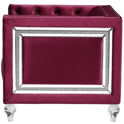 67" Heibero Sofa Burgundy Velvet - Acme Furniture 8 67" Heibero Sofa Burgundy Velvet - Acme Furniture - Image 8