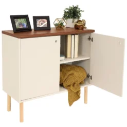 Sunnydaze Decor Sunnydaze Indoor Mid-Century Modern 2-Door Accent Buffet Cabinet With Shelves