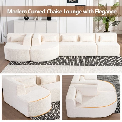 144"W Modular Sectional Sofa, Oversized Upholstered Cloud Couch With 2 Chaise Lounge & 5 Pillows - ModernLuxe 4 144"W Modular Sectional Sofa, Oversized Upholstered Cloud Couch With 2 Chaise Lounge & 5 Pillows - ModernLuxe - Image 4