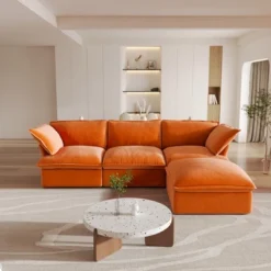 122.82" Cloud Modular Sectional Sofa,L Shaped Couch Down Filled With Chaise Ottoman,Deep Seat Couches For Living Room,Cushion Covers Removable 29 122.82" Cloud Modular Sectional Sofa,L Shaped Couch Down Filled With Chaise Ottoman,Deep Seat Couches For Living Room,Cushion Covers Removable -Baxton Studio Shop GUEST 67a094a3 1cff 4b3f 80c1 c1fdcb640666