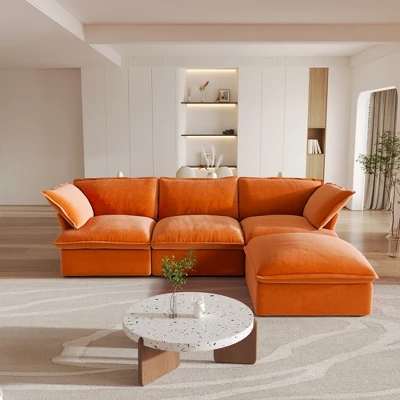 122.82" Cloud Modular Sectional Sofa,L Shaped Couch Down Filled With Chaise Ottoman,Deep Seat Couches For Living Room,Cushion Covers Removable 14 122.82" Cloud Modular Sectional Sofa,L Shaped Couch Down Filled With Chaise Ottoman,Deep Seat Couches For Living Room,Cushion Covers Removable - Image 14