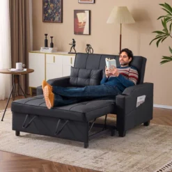 Karl Home |Tufted Upholstered Cat's ClaWide Leather Sleeper Sofa Bed -Baxton Studio Shop GUEST 67a74a6a 71a1 40fd bcba cf61f33060c4