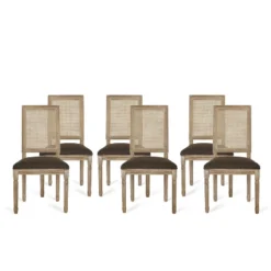 Christopher Knight Home Brownell French Country Wood And Cane Upholstered Dining Chairs (Set Of 6) -Baxton Studio Shop GUEST 67ff7aa9 87f5 4529 9aec d57d51c1f990