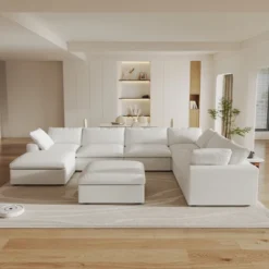 WJShome 8-Piece Cloud Modular Sectional Sofa,Down Filled Couch For Living Room,Minimalist Convertible Couches,Sofa Cover Washable & Removable -Baxton Studio Shop GUEST 6802bbe5 47aa 4e95 ad84 e50d7abd33de