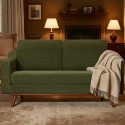 Dyonery 65.4" Comfy Loveseat Couches For Living Room Mid Century Modern Small Couch With Spring Cushion,Solid Wood Frame,Tool-Free Assembly -Baxton Studio Shop GUEST 681cf898 5120 4ef2 a1e0 7f41b1e7e320