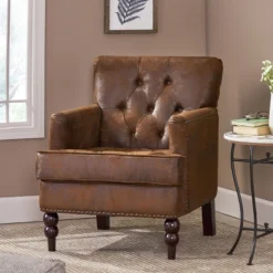 NicBex Harrison Tufted Club Chair - Upholstered Accent Armchair, Classic Living Room Seating