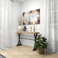 Industrial Wood Console Table Brown - Olivia & May -Baxton Studio Shop GUEST 687c5eda c11d 4695 afc7 6d6e5f2cd68a