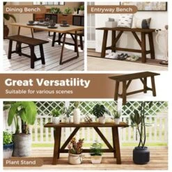 Costway 1/2 PCS Wooden Dining Bench Farmhouse Shoe Bench Entryway Seat With Rubber Wood Frame 16 Costway 1/2 PCS Wooden Dining Bench Farmhouse Shoe Bench Entryway Seat With Rubber Wood Frame -Baxton Studio Shop GUEST 687e6717 0420 444c b6e8 cf2bd291a72d