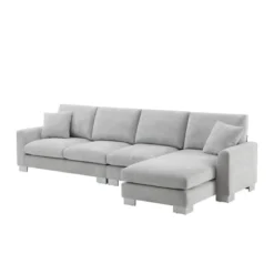 5-Seat L-Shaped Chenille Oversized Sectional Sofa Set With 2 Free Pillows, 4W-ModernLuxe -Baxton Studio Shop GUEST 6885bf69 d6b7 45f4 9046 26bfba1db501