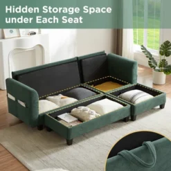 83"W L-Shaped Sectional Sofa With Movable Storage Ottoman & 6 Pillows, Chenille Upholstery Couch With Side Pockets - ModernLuxe -Baxton Studio Shop GUEST 689ac5d8 c4f7 4e51 8d66 9d1ddea22059