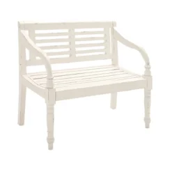 Farmhouse Mahogany Bench White - Olivia & May -Baxton Studio Shop GUEST 68aca6f7 79a5 4785 bb40 64e01817ef61