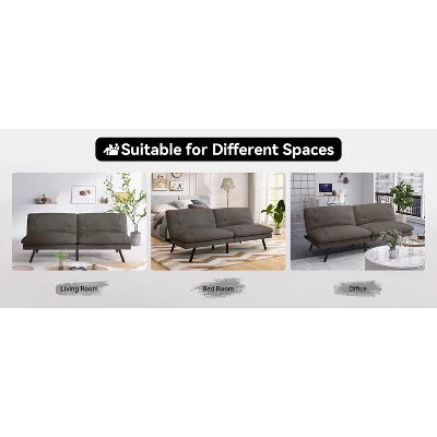 Dyonery 70" Memory Foam Folding Convertible Linen Futon Sofa Couch,Detachable Cushion,Adjustable Backrest, For Living Room,Office,Apartment, Black 11 Dyonery 70" Memory Foam Folding Convertible Linen Futon Sofa Couch,Detachable Cushion,Adjustable Backrest, For Living Room,Office,Apartment, Black - Image 11