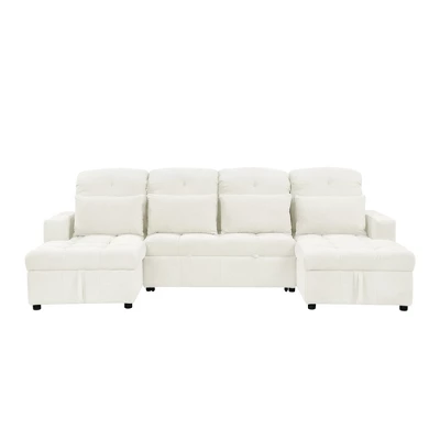 110.2"W Oversized U-Shaped Sectional Sofa, Pull-Out Sofa Bed With Double Storage Chaise Lounges And 2 USB Ports - ModernLuxe 7 110.2"W Oversized U-Shaped Sectional Sofa, Pull-Out Sofa Bed With Double Storage Chaise Lounges And 2 USB Ports - ModernLuxe - Image 7