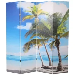 Legacy Decor Canvas Room Divider Double - Sided Digital Print Virgin Islands Beach Design