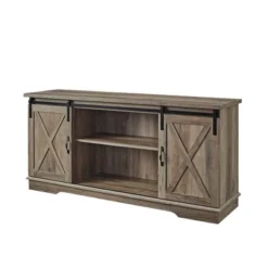 Modern Transitional Sliding Barndoor TV Stand For TVs Up To 65"- Saracina Home -Baxton Studio Shop GUEST 693360a1 c63d 4f0c b1fe df6988b47d91