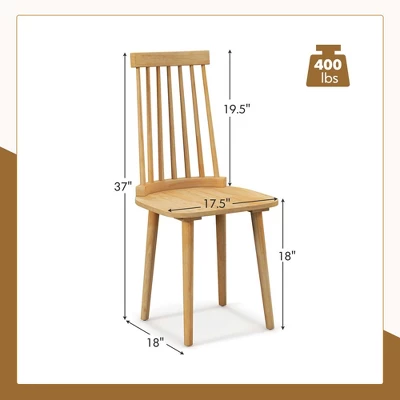 Costway Windsor Dining Chairs Set Of 2/4 Dining Chairs With High Spindle Back Natural 3 Costway Windsor Dining Chairs Set Of 2/4 Dining Chairs With High Spindle Back Natural - Image 3