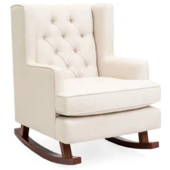 Best Choice Products Rocking Accent Chair, Tufted Upholstered Wingback For Home, Nursery W/ Wood Frame -Baxton Studio Shop GUEST 697df558 3b4c 4d50 9022 aaf5d8343fad