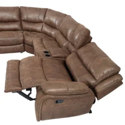 Steve Silver Co. 6pc Lehi Manual Reclining Sectional Sofas Cocoa Brown: Faux Leather, USB Port, Storage -Baxton Studio Shop GUEST 69a33d91 8261 4810 b960 486884929c02